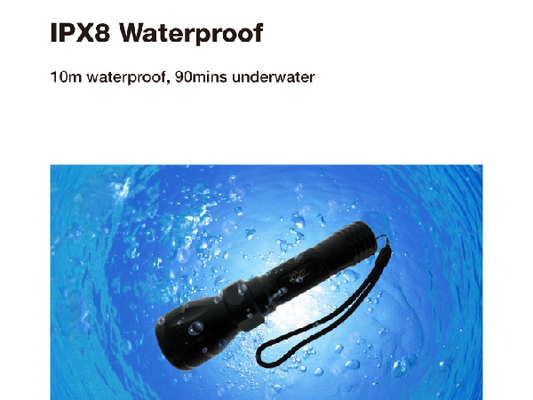 Handsize الغوص مضيا IPX8 المياه المقاومة مع 18650 بطارية ليثيوم أيون