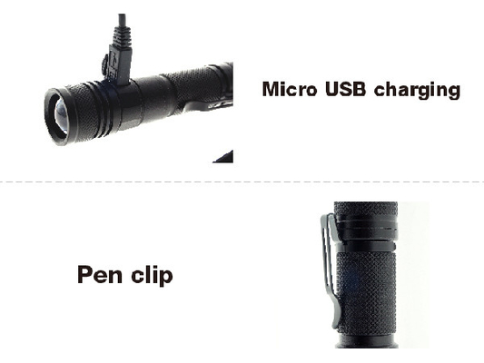 التكبير اليد حزام صغير قابلة للشحن الشعلة ، Usb قابلة للشحن الصمام الشعلة